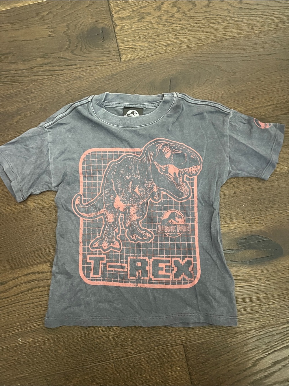 Cotton On Kids T‑Rex Graphic Tee - Blue with Coral Print